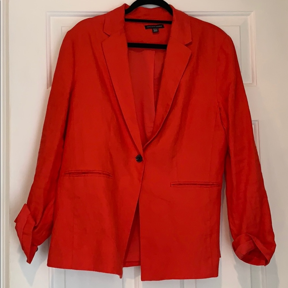 Saks Fifth Avenue Red Linen Blazer (L)